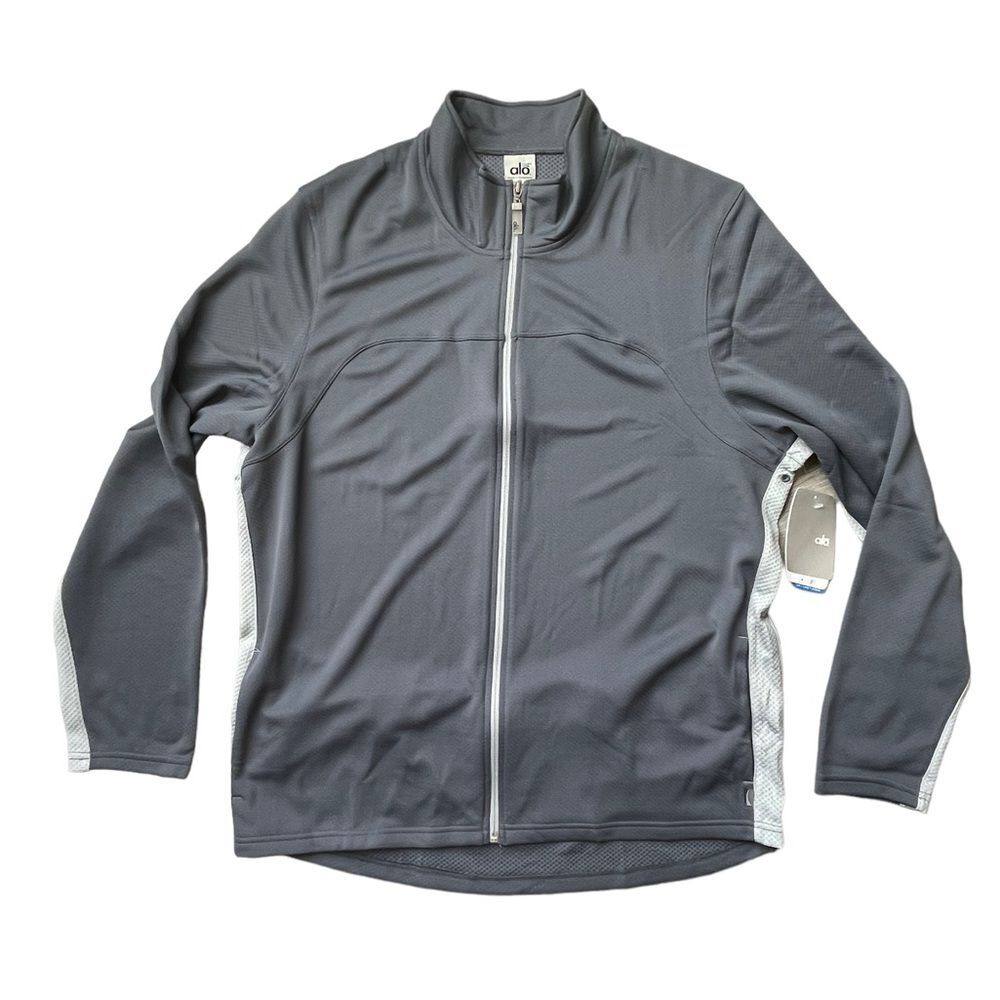 Men’s NWT Alo lightweight waffle knit zip up jacket gray size XL